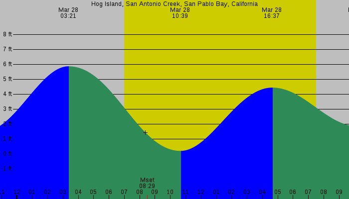 Tide graph for Hog Island, San Antonio Creek, San Pablo Bay, California