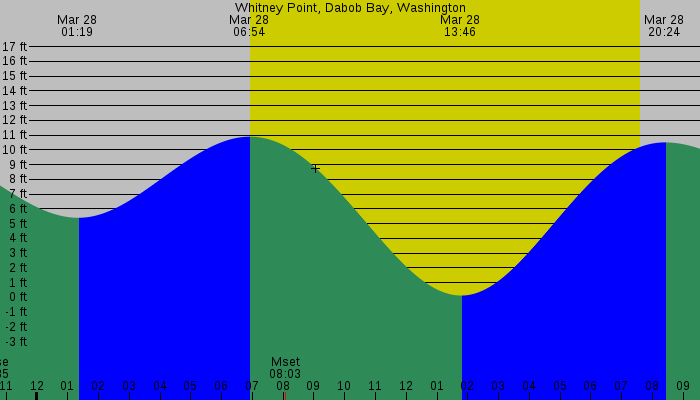 Tide graph for Whitney Point, Dabob Bay, Washington