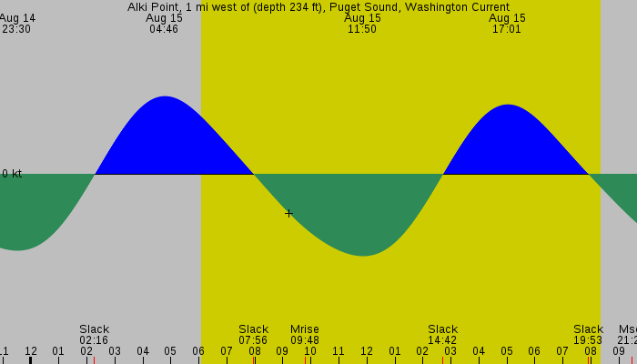Tide graph for Alki Point, 1 mi west of (depth 234 ft), Puget Sound, Washington Current
