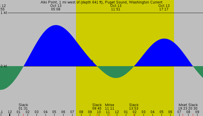 Tide graph for Alki Point, 1 mi west of (depth 641 ft), Puget Sound, Washington Current