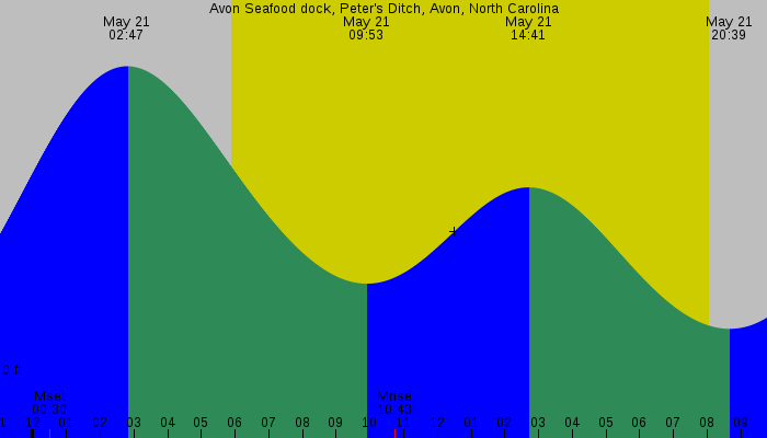 Tide graph for Avon Seafood dock, Peter's Ditch, Avon, North Carolina