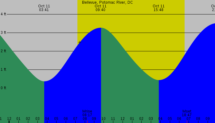 Tide graph for Bellevue, Potomac River, DC