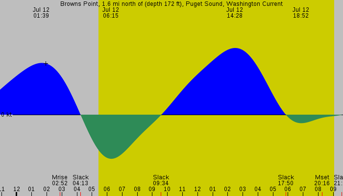 Tide graph for Browns Point, 1.6 mi north of (depth 172 ft), Puget Sound, Washington Current