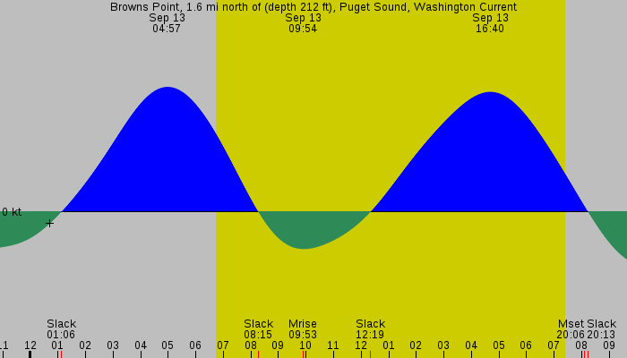 Tide graph for Browns Point, 1.6 mi north of (depth 212 ft), Puget Sound, Washington Current