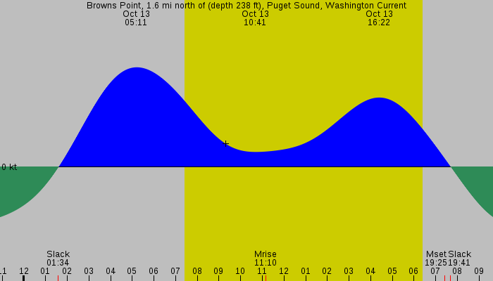 Tide graph for Browns Point, 1.6 mi north of (depth 238 ft), Puget Sound, Washington Current