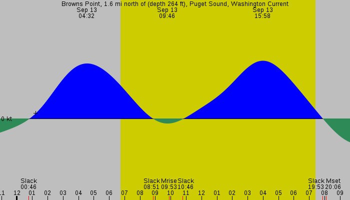 Tide graph for Browns Point, 1.6 mi north of (depth 264 ft), Puget Sound, Washington Current