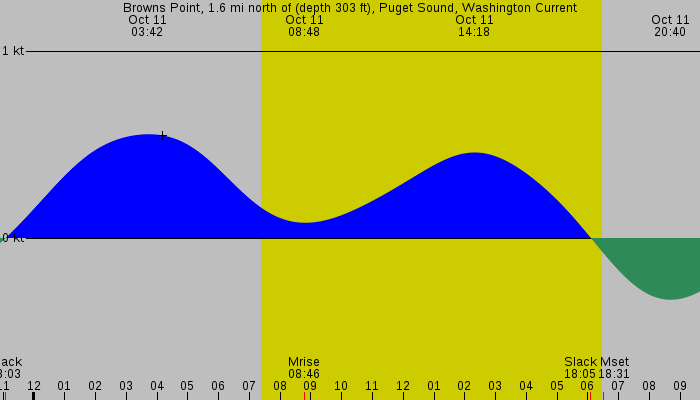 Tide graph for Browns Point, 1.6 mi north of (depth 303 ft), Puget Sound, Washington Current