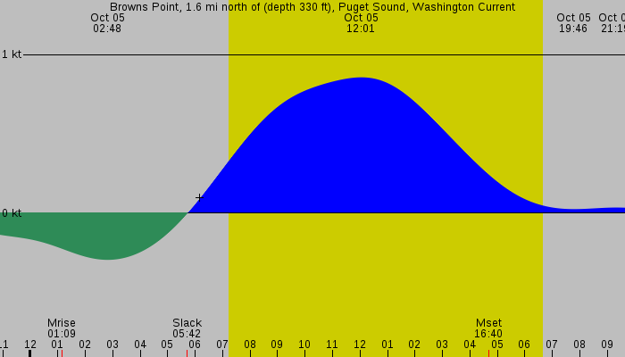 Tide graph for Browns Point, 1.6 mi north of (depth 330 ft), Puget Sound, Washington Current