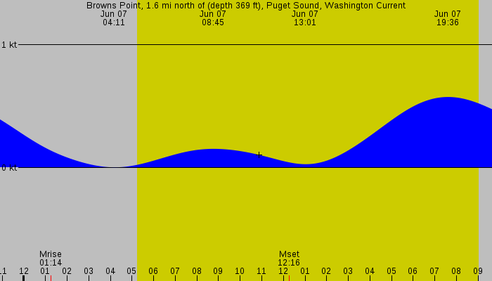 Tide graph for Browns Point, 1.6 mi north of (depth 369 ft), Puget Sound, Washington Current