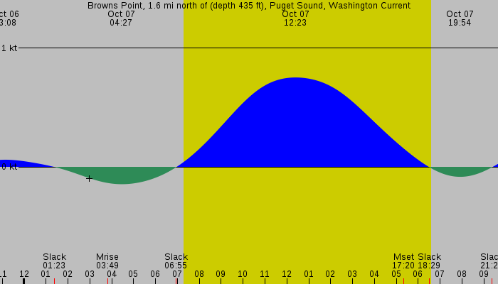 Tide graph for Browns Point, 1.6 mi north of (depth 435 ft), Puget Sound, Washington Current