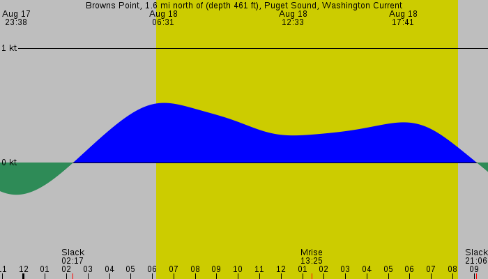 Tide graph for Browns Point, 1.6 mi north of (depth 461 ft), Puget Sound, Washington Current