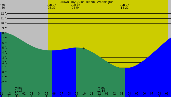 Tide graph for Burrows Bay (Allan Island), Washington