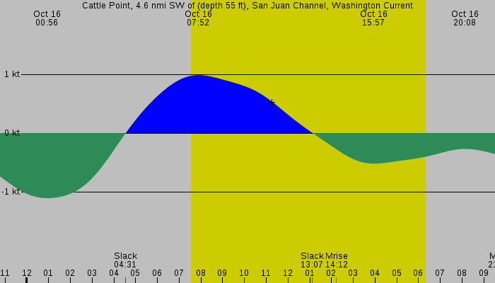 Tide graph for Cattle Point, 4.6 nmi SW of (depth 55 ft), San Juan Channel, Washington Current