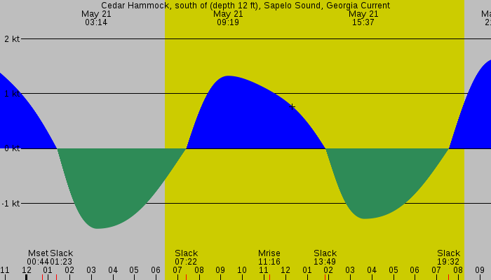 Tide graph for Cedar Hammock, south of (depth 12 ft), Sapelo Sound, Georgia Current