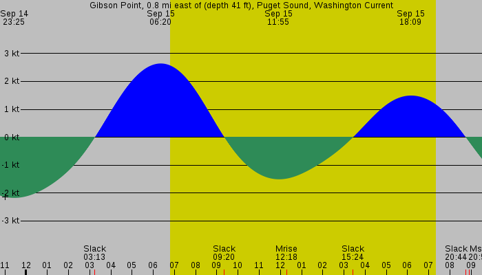 Tide graph for Gibson Point, 0.8 mi east of (depth 41 ft), Puget Sound, Washington Current