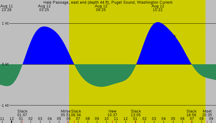 Tide graph for Hale Passage, east end (depth 44 ft), Puget Sound, Washington Current