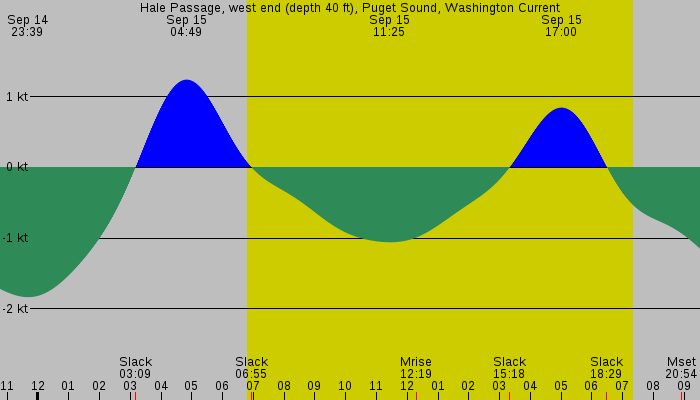 Tide graph for Hale Passage, west end (depth 40 ft), Puget Sound, Washington Current