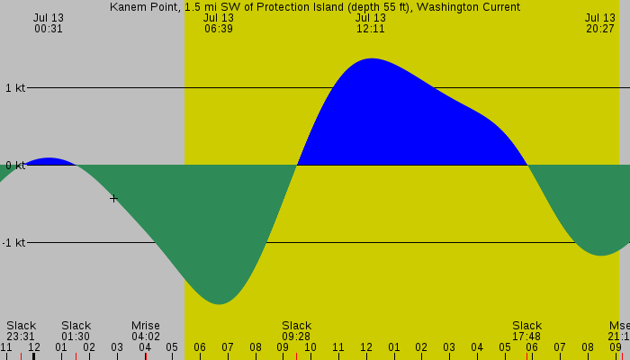 Tide graph for Kanem Point, 1.5 mi SW of Protection Island (depth 55 ft), Washington Current