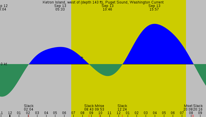 Tide graph for Ketron Island, west of (depth 143 ft), Puget Sound, Washington Current
