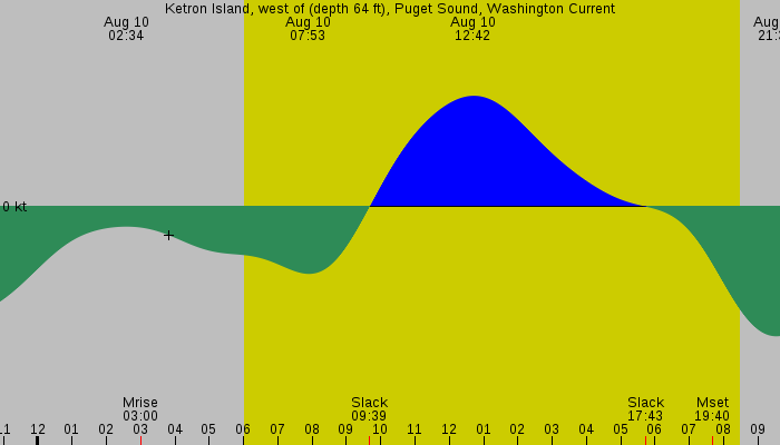 Tide graph for Ketron Island, west of (depth 64 ft), Puget Sound, Washington Current