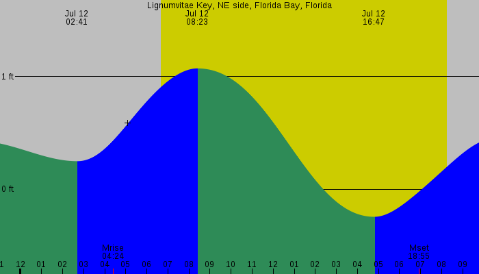 Tide graph for Lignumvitae Key, NE side, Florida Bay, Florida
