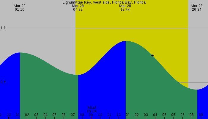 Tide graph for Lignumvitae Key, west side, Florida Bay, Florida