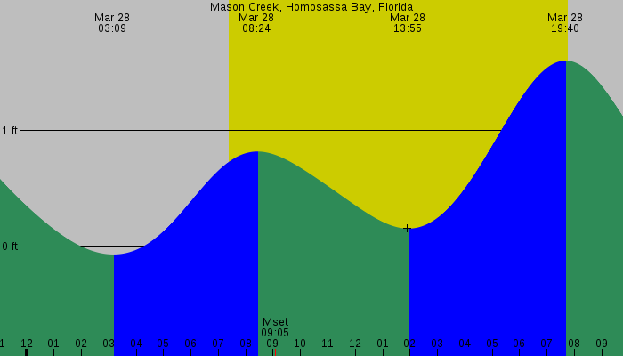 Tide graph for Mason Creek, Homosassa Bay, Florida