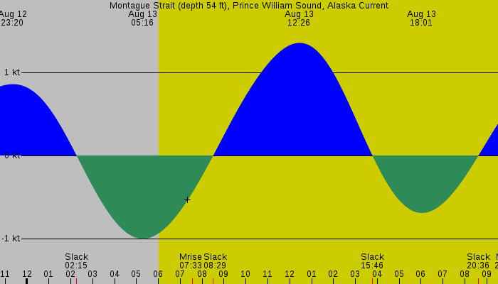 Tide graph for Montague Strait (depth 54 ft), Prince William Sound, Alaska Current