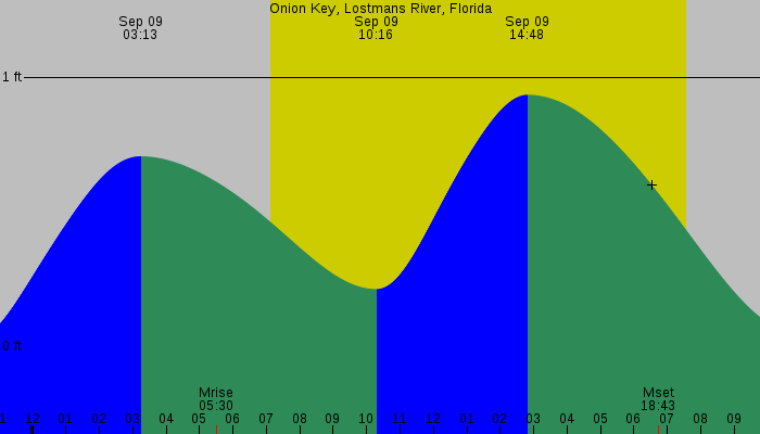 Tide graph for Onion Key, Lostmans River, Florida