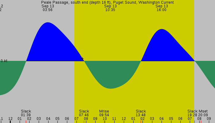 Tide graph for Peale Passage, south end (depth 16 ft), Puget Sound, Washington Current