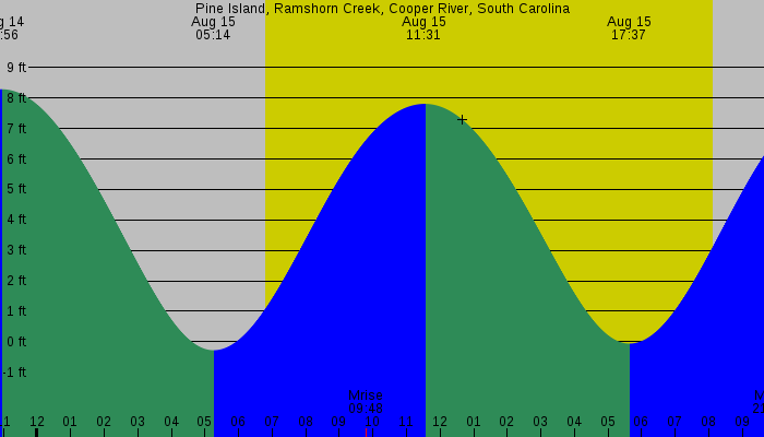 Tide graph for Pine Island, Ramshorn Creek, Cooper River, South Carolina