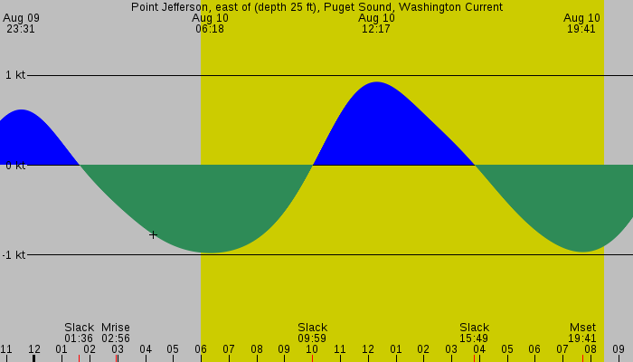 Tide graph for Point Jefferson, east of (depth 25 ft), Puget Sound, Washington Current
