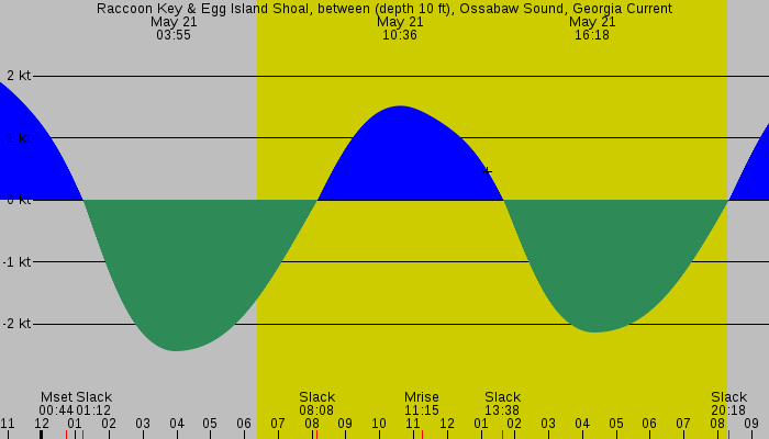 Tide graph for Raccoon Key & Egg Island Shoal, between (depth 10 ft), Ossabaw Sound, Georgia Current