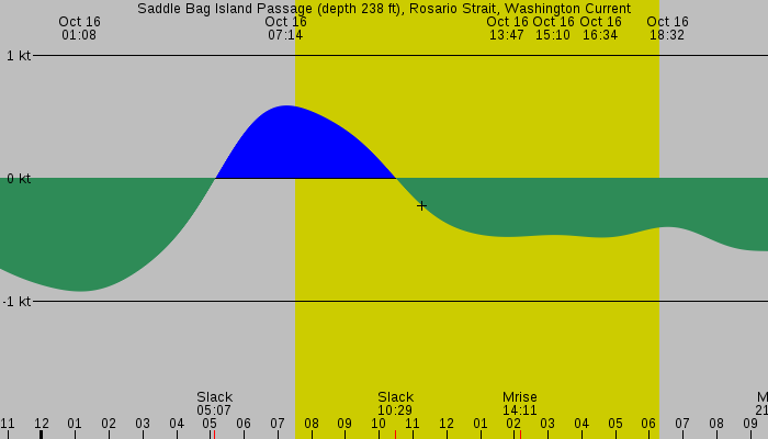Tide graph for Saddle Bag Island Passage (depth 238 ft), Rosario Strait, Washington Current