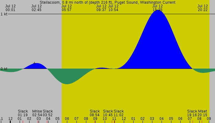 Tide graph for Steilacoom, 0.8 mi north of (depth 216 ft), Puget Sound, Washington Current
