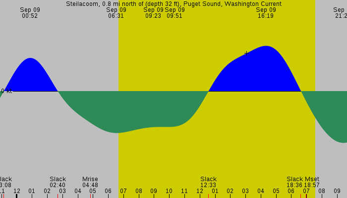 Tide graph for Steilacoom, 0.8 mi north of (depth 32 ft), Puget Sound, Washington Current