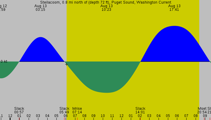 Tide graph for Steilacoom, 0.8 mi north of (depth 72 ft), Puget Sound, Washington Current
