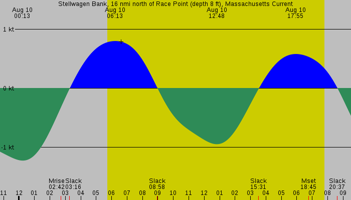 Tide graph for Stellwagen Bank, 16 nmi north of Race Point (depth 8 ft), Massachusetts Current