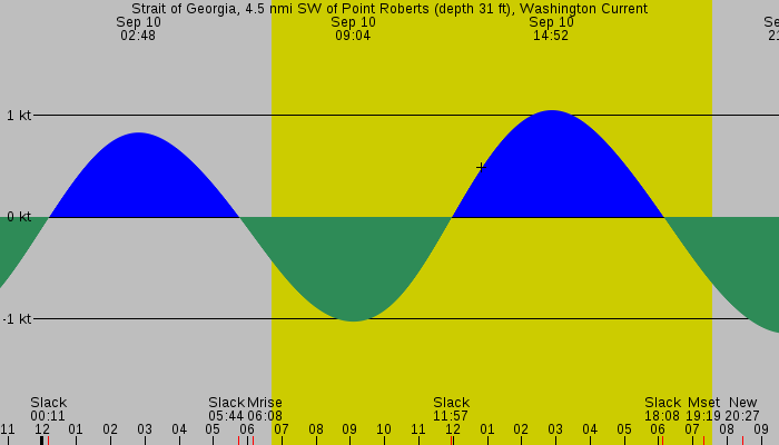 Tide graph for Strait of Georgia, 4.5 nmi SW of Point Roberts (depth 31 ft), Washington Current