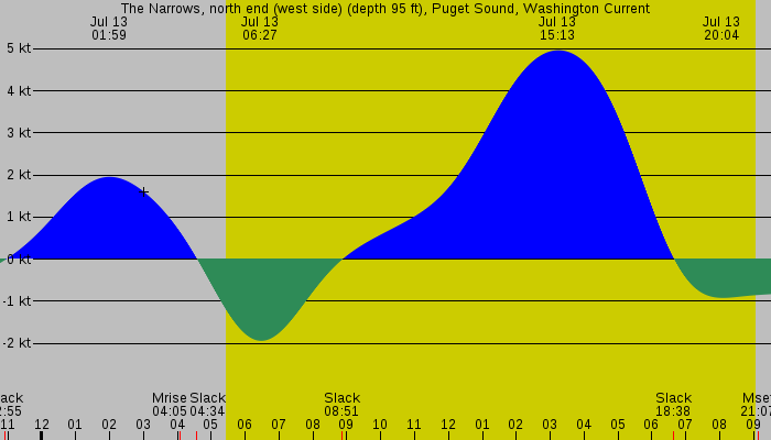 Tide graph for The Narrows, north end (west side) (depth 95 ft), Puget Sound, Washington Current