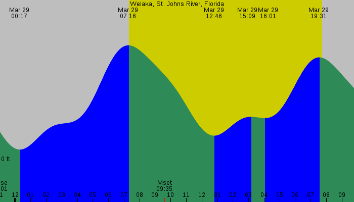 Tide graph for Welaka, St. Johns River, Florida