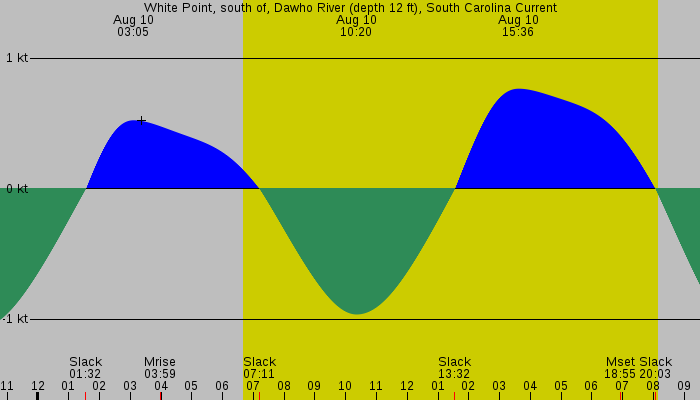 Tide graph for White Point, south of, Dawho River (depth 12 ft), South Carolina Current
