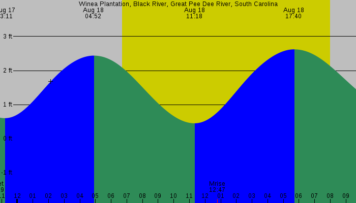 Tide graph for Winea Plantation, Black River, Great Pee Dee River, South Carolina